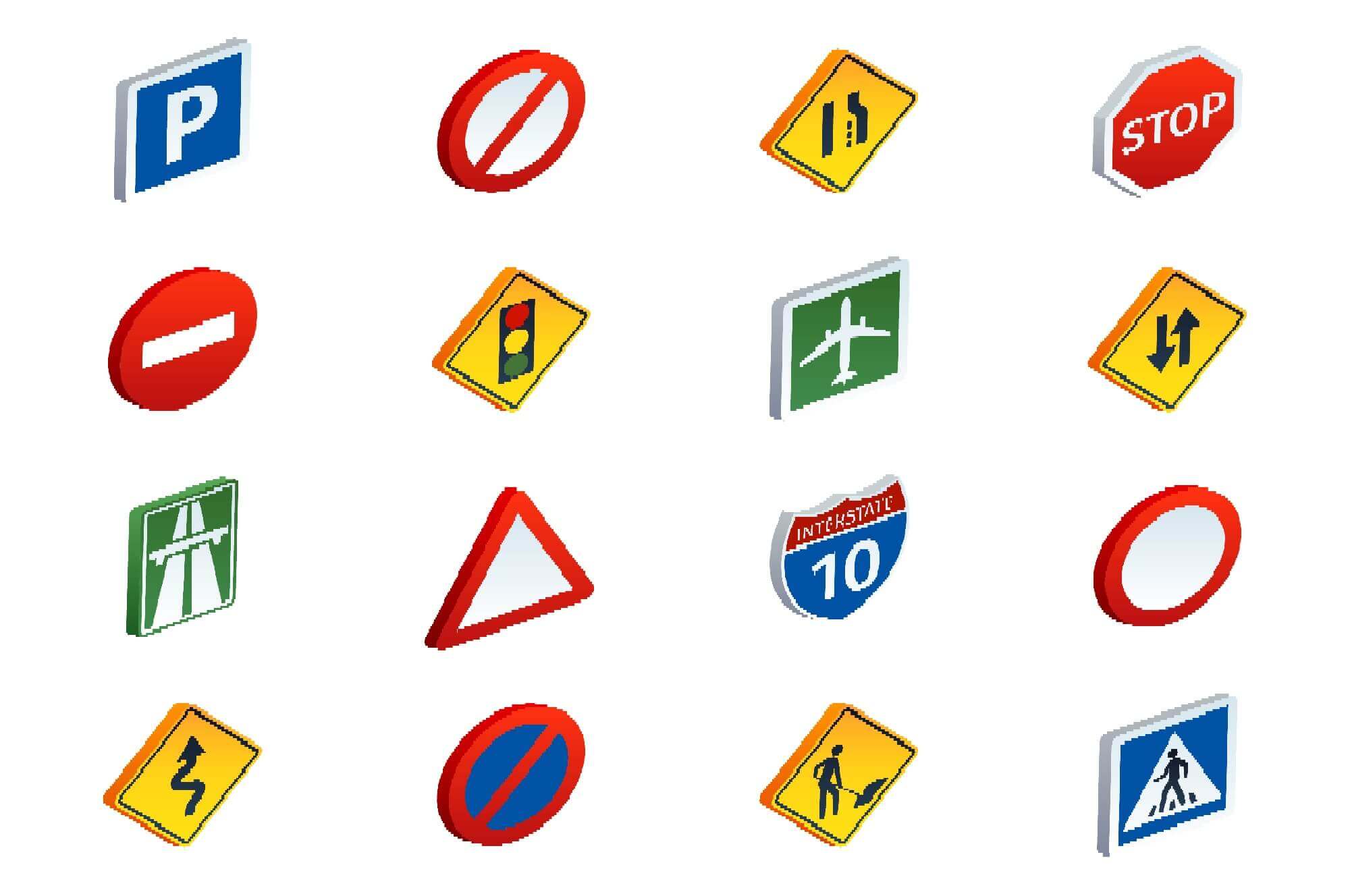 Les signes de route et les panneaux